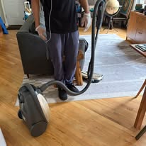 Professional floor cleaning in progress
